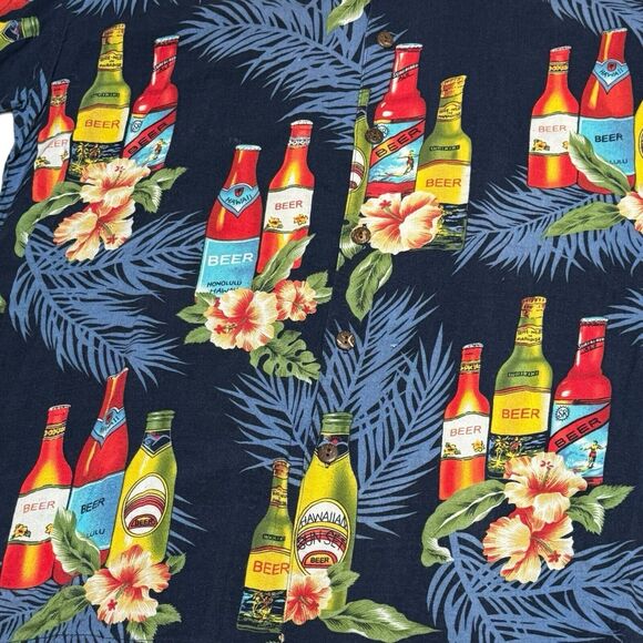 Thums Up Sportswear Vintage Hawaiian Shirt Mens Size‎ Large Beer Vacation Top - Picture 3 of 8